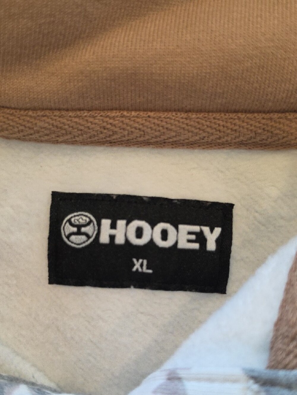 Hooey Aztec Yoke Pullover Hoodie - Tan & White - Picture 2 of 5